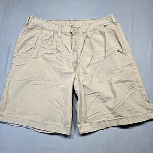 Wrangler Hero Brown Shorts Pleated Stretch Chinos Classic Cotton Men Size 36 Zip
